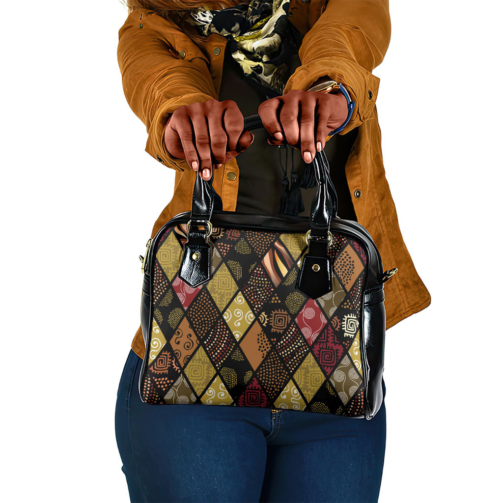 African American Quilt Inspired Shoulder Handbag Ethnic Bohemian Rhombus Patchwork