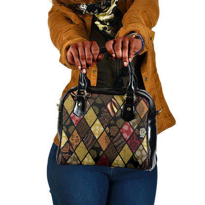African American Quilt Inspired Shoulder Handbag Ethnic Bohemian Rhombus Patchwork