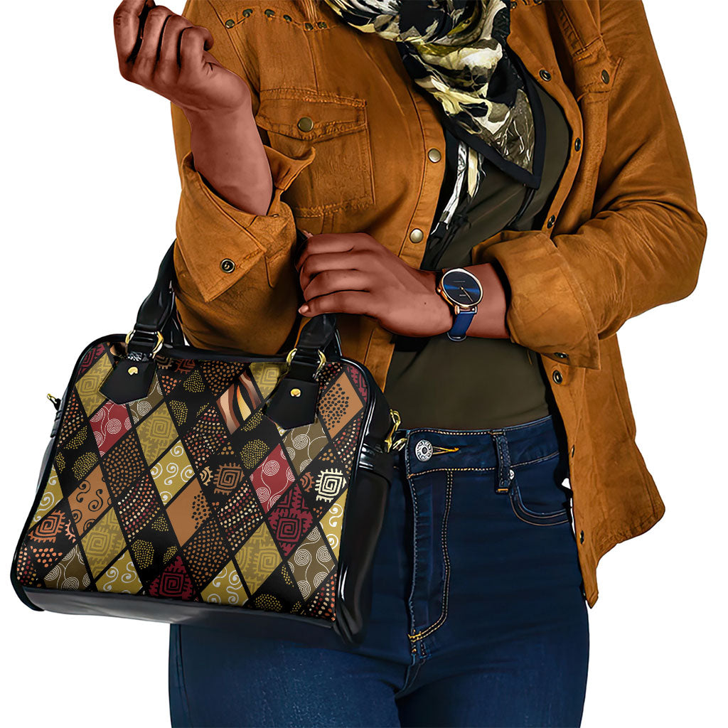 African American Quilt Inspired Shoulder Handbag Ethnic Bohemian Rhombus Patchwork