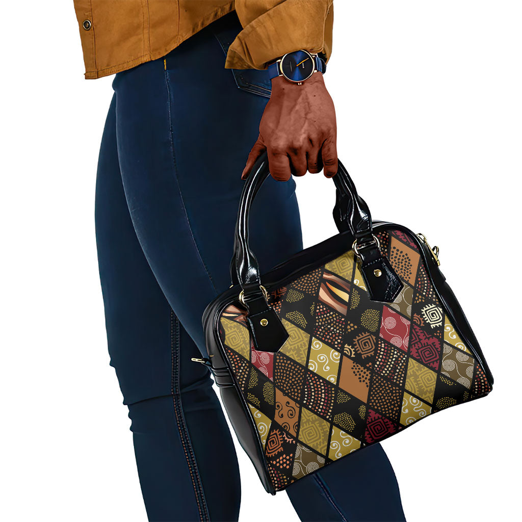 African American Quilt Inspired Shoulder Handbag Ethnic Bohemian Rhombus Patchwork