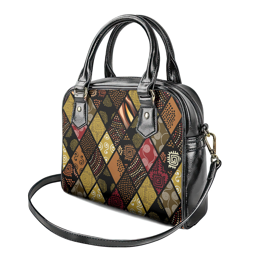 African American Quilt Inspired Shoulder Handbag Ethnic Bohemian Rhombus Patchwork