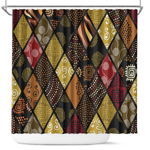 African American Quilt Inspired Shower Curtain Ethnic Bohemian Rhombus Patchwork