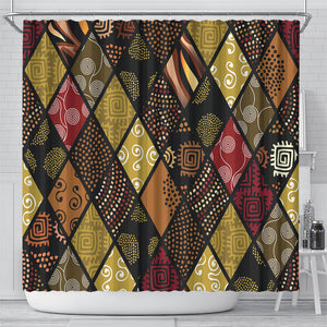 African American Quilt Inspired Shower Curtain Ethnic Bohemian Rhombus Patchwork