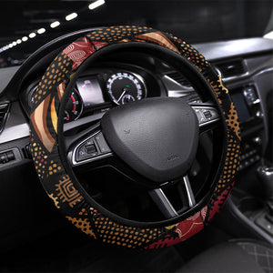 African American Quilt Inspired Steering Wheel Cover Ethnic Bohemian Rhombus Patchwork