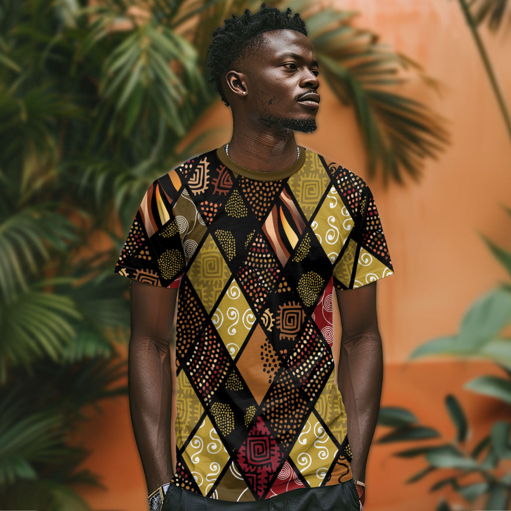 African American Quilt Inspired T shirt Ethnic Bohemian Rhombus Patchwork