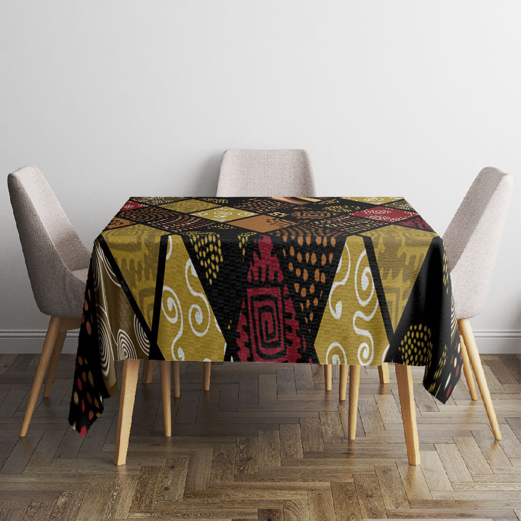 African American Quilt Inspired Tablecloth Ethnic Bohemian Rhombus Patchwork