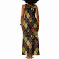 African American Quilt Inspired Tank Maxi Dress Ethnic Bohemian Rhombus Patchwork