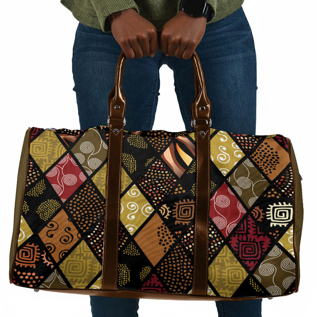 African American Quilt Inspired Travel Bag Ethnic Bohemian Rhombus Patchwork