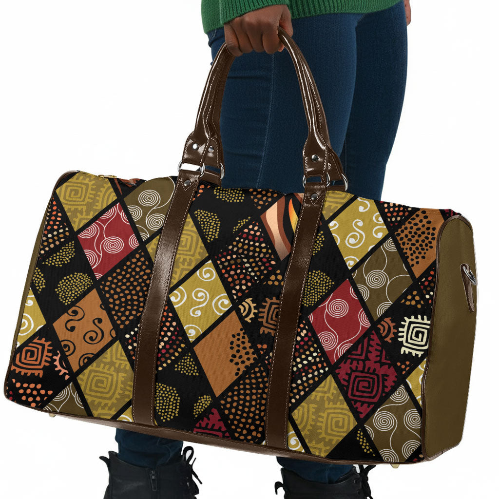 African American Quilt Inspired Travel Bag Ethnic Bohemian Rhombus Patchwork