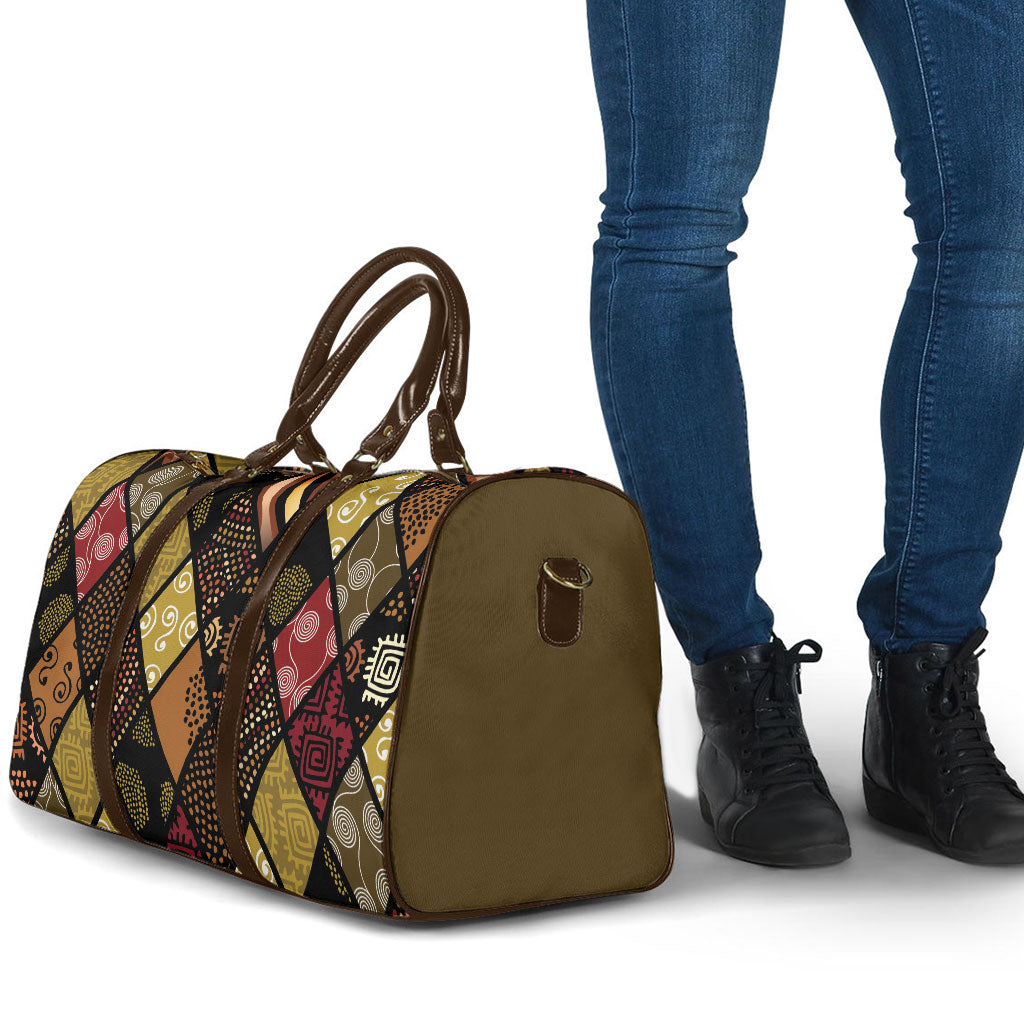 African American Quilt Inspired Travel Bag Ethnic Bohemian Rhombus Patchwork