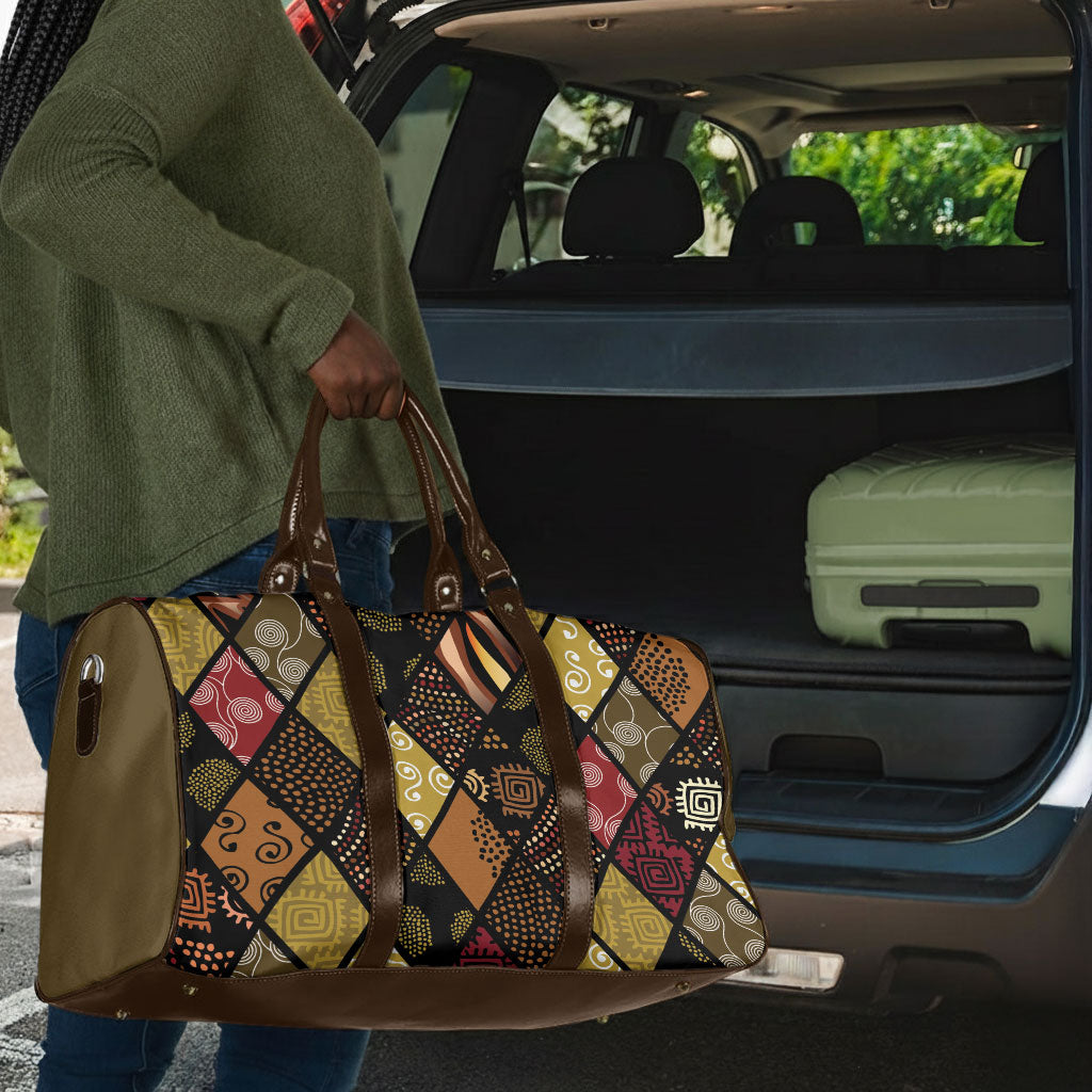 African American Quilt Inspired Travel Bag Ethnic Bohemian Rhombus Patchwork