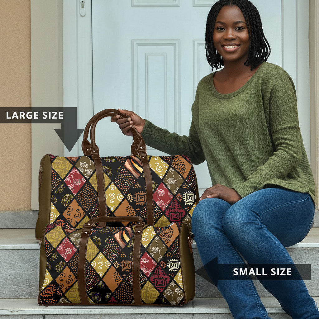 African American Quilt Inspired Travel Bag Ethnic Bohemian Rhombus Patchwork