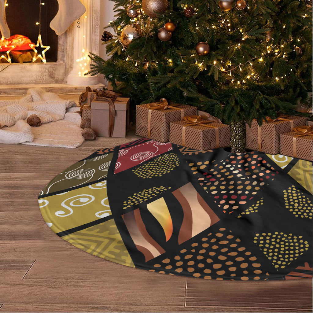 African American Quilt Inspired Tree Skirt Ethnic Bohemian Rhombus Patchwork