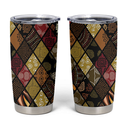 African American Quilt Inspired Tumbler Cup Ethnic Bohemian Rhombus Patchwork