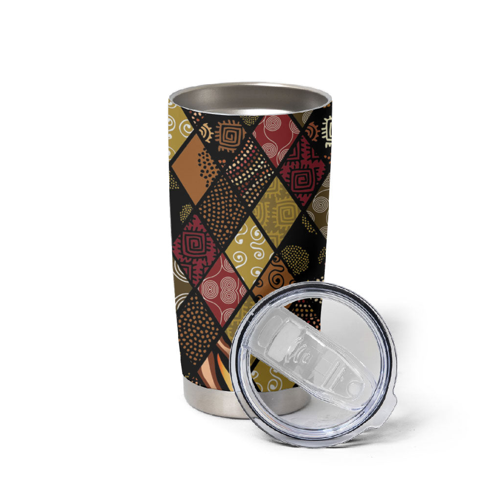 African American Quilt Inspired Tumbler Cup Ethnic Bohemian Rhombus Patchwork