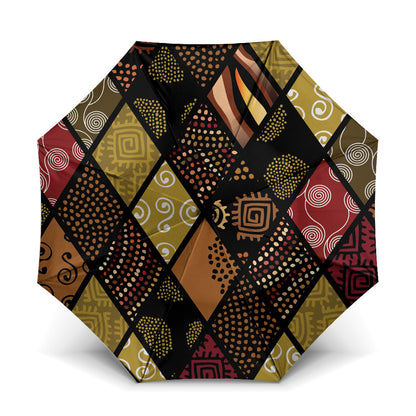 African American Quilt Inspired Umbrella Ethnic Bohemian Rhombus Patchwork