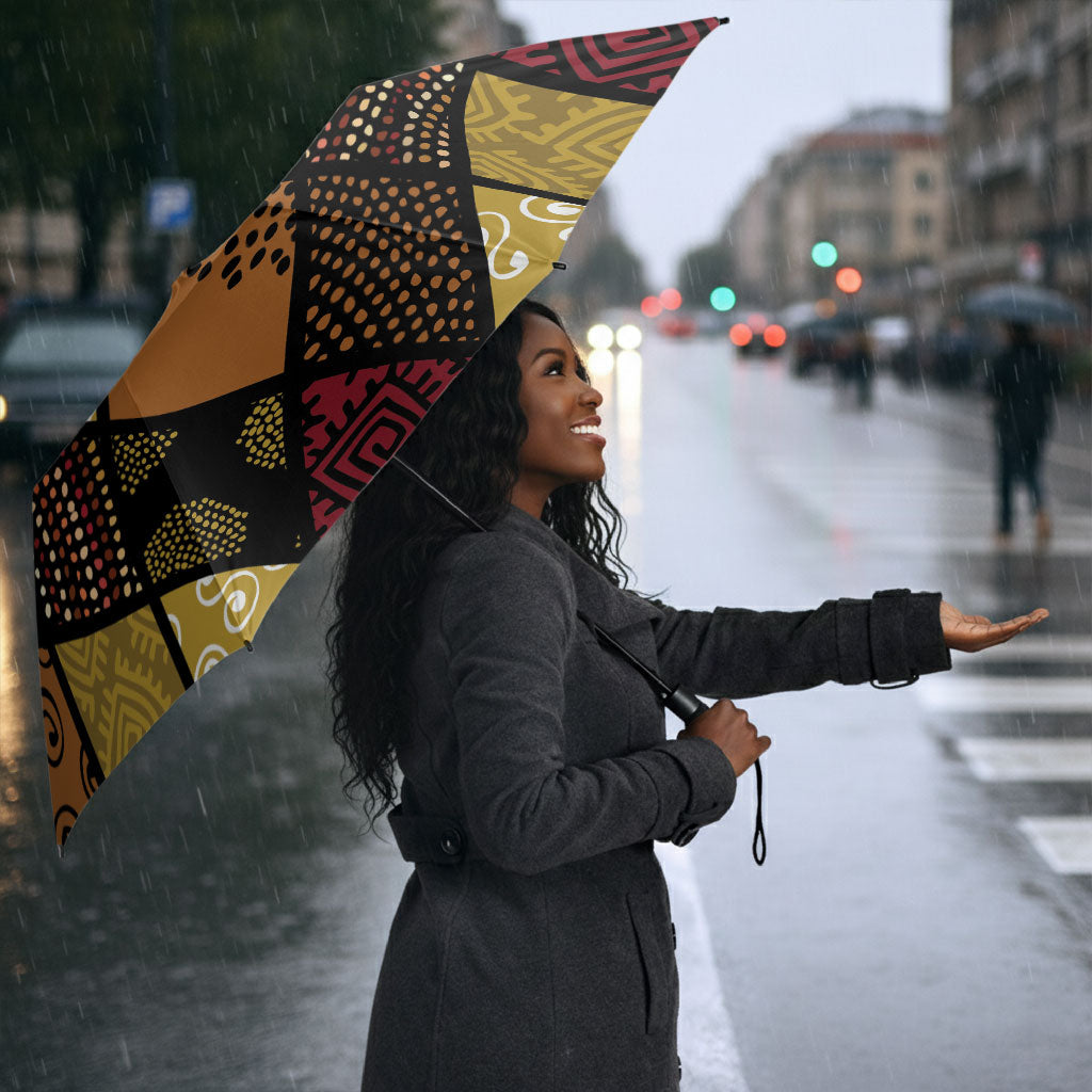 African American Quilt Inspired Umbrella Ethnic Bohemian Rhombus Patchwork
