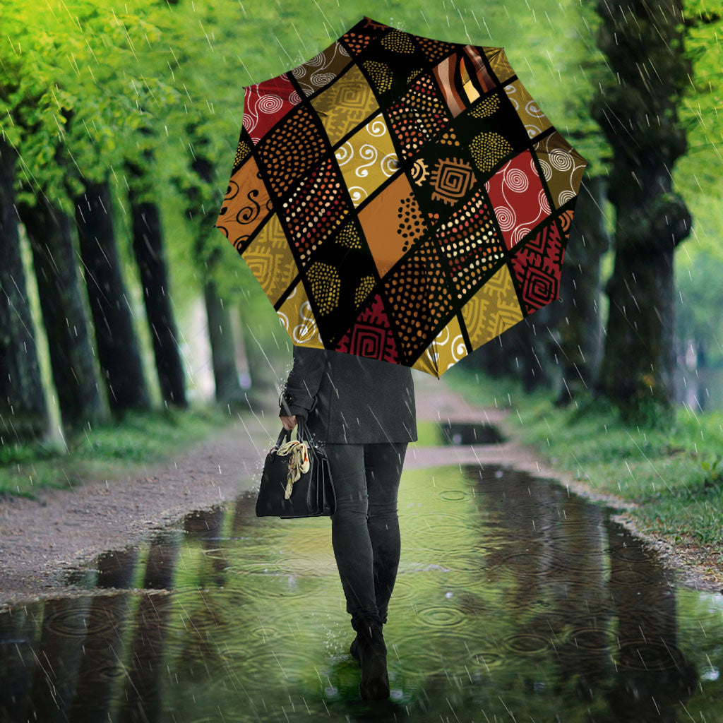 African American Quilt Inspired Umbrella Ethnic Bohemian Rhombus Patchwork