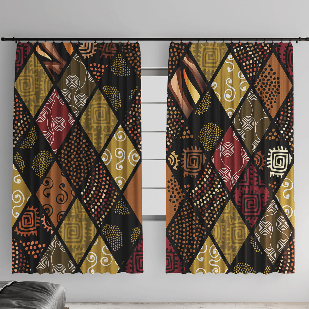 African American Quilt Inspired Window Curtain Ethnic Bohemian Rhombus Patchwork