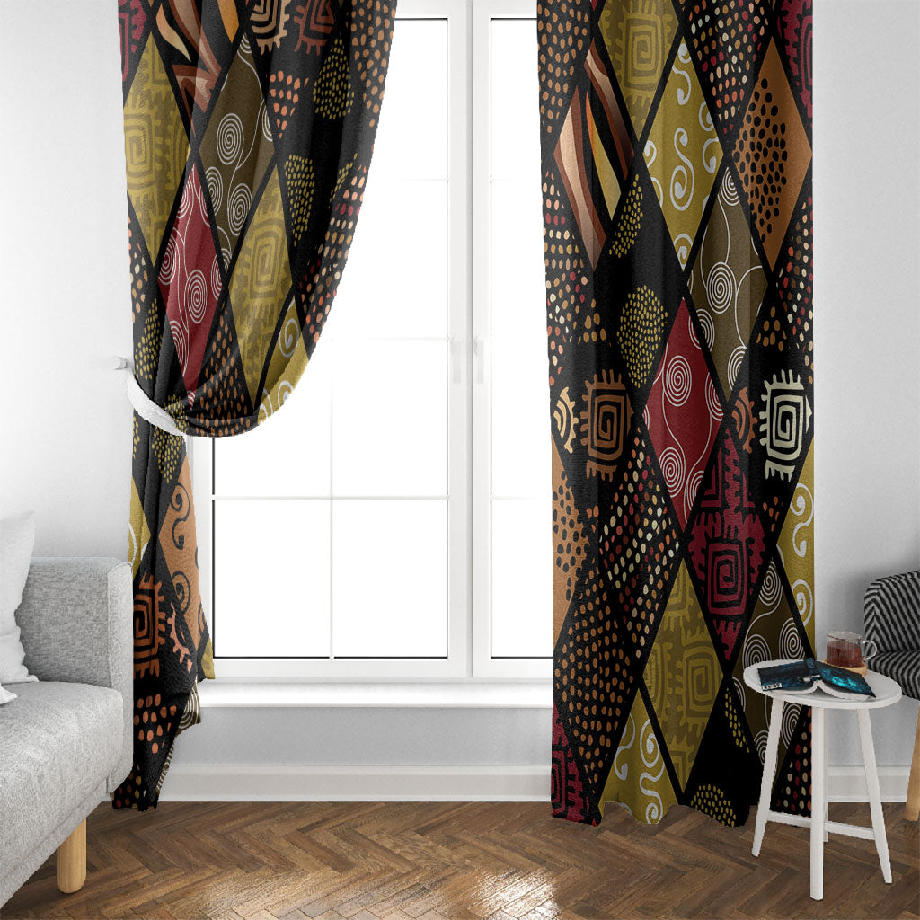 African American Quilt Inspired Window Curtain Ethnic Bohemian Rhombus Patchwork