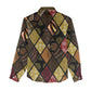 African American Quilt Inspired Women Casual Shirt Ethnic Bohemian Rhombus Patchwork