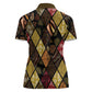 African American Quilt Inspired Women Polo Shirt Ethnic Bohemian Rhombus Patchwork