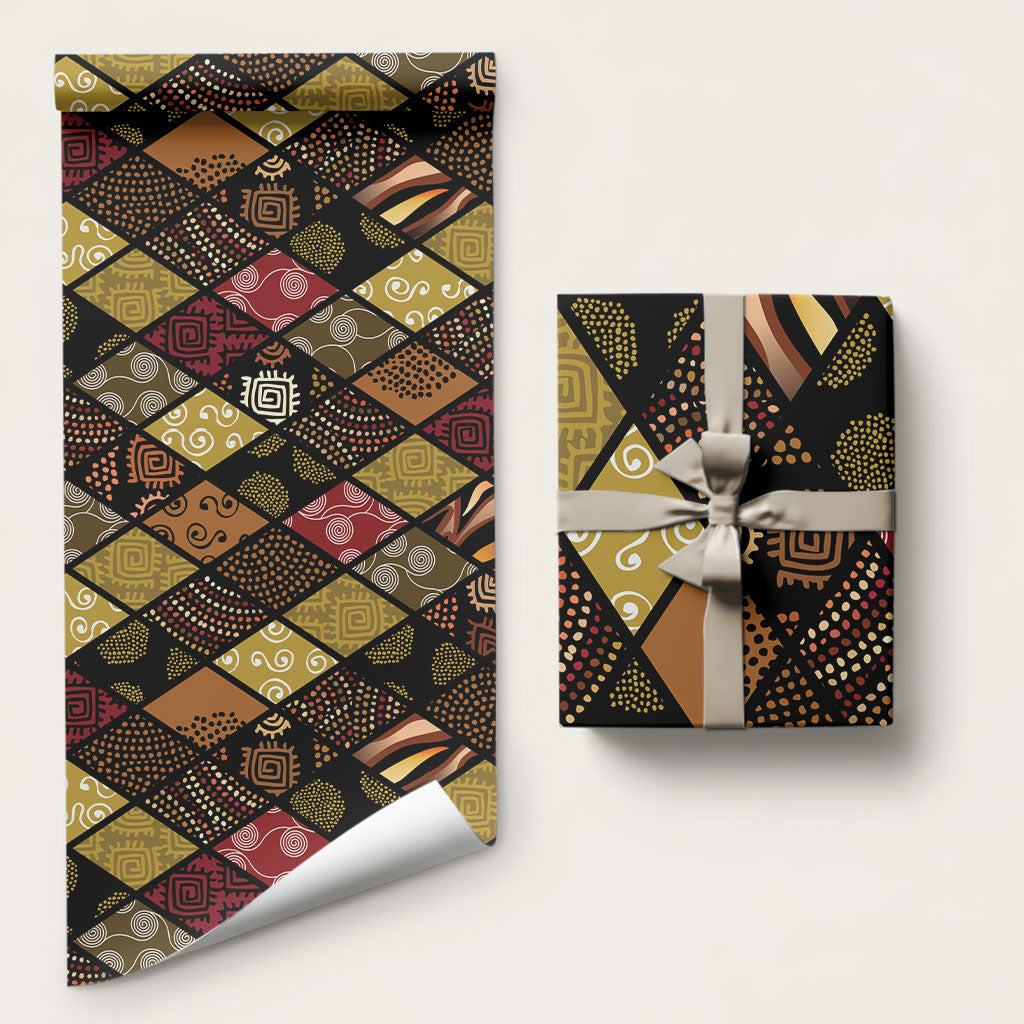 African American Quilt Inspired Wrapping Paper Ethnic Bohemian Rhombus Patchwork