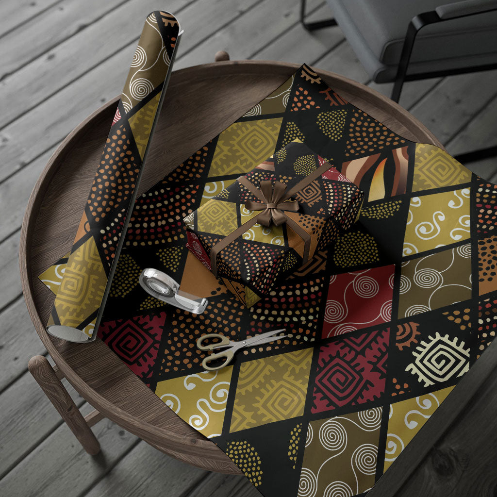 African American Quilt Inspired Wrapping Paper Ethnic Bohemian Rhombus Patchwork