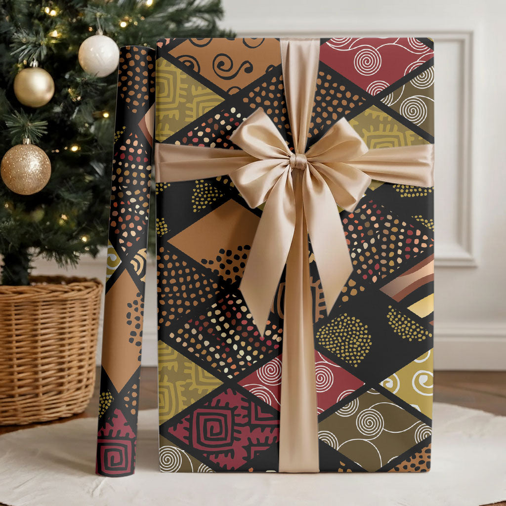 African American Quilt Inspired Wrapping Paper Ethnic Bohemian Rhombus Patchwork
