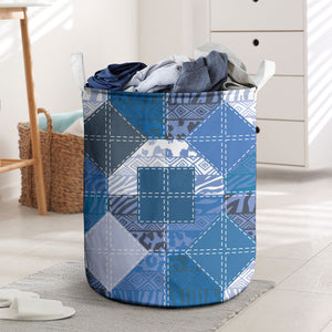 African American Quilt Inspired Laundry Basket Wild Animal Skin African Blue Tribal Elements