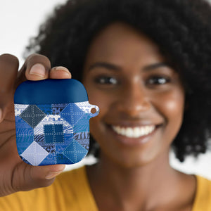 African American Quilt Inspired AirPods Case Wild Animal Skin African Blue Tribal Elements
