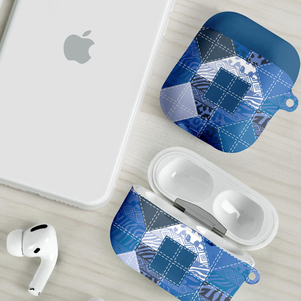 African American Quilt Inspired AirPods Case Wild Animal Skin African Blue Tribal Elements