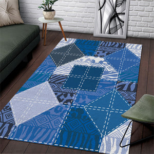 African American Quilt Inspired Area Rug Wild Animal Skin African Blue Tribal Elements