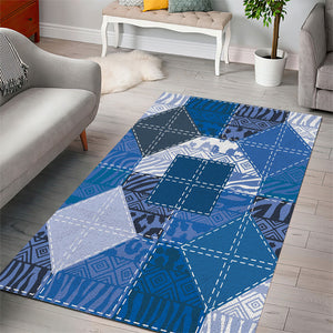 African American Quilt Inspired Area Rug Wild Animal Skin African Blue Tribal Elements