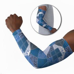 African American Quilt Inspired Arm Sleeves Wild Animal Skin African Blue Tribal Elements