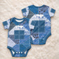 African American Quilt Inspired Baby Onesie Wild Animal Skin African Blue Tribal Elements