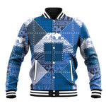 African American Quilt Inspired Baseball Jacket Wild Animal Skin African Blue Tribal Elements
