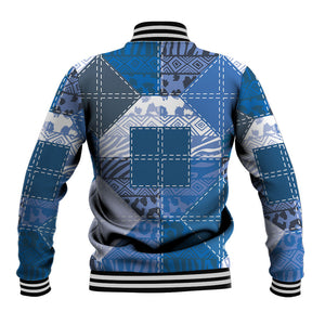 African American Quilt Inspired Baseball Jacket Wild Animal Skin African Blue Tribal Elements