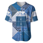 African American Quilt Inspired Baseball Jersey Wild Animal Skin African Blue Tribal Elements