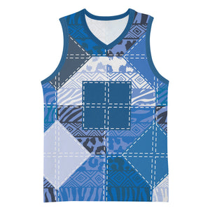 African American Quilt Inspired Basketball Jersey Wild Animal Skin African Blue Tribal Elements