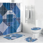 African American Quilt Inspired Bathroom Set Wild Animal Skin African Blue Tribal Elements