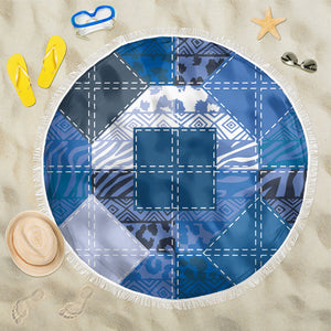 African American Quilt Inspired Beach Blanket Wild Animal Skin African Blue Tribal Elements