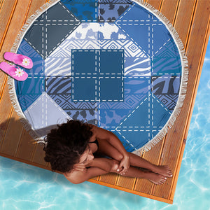 African American Quilt Inspired Beach Blanket Wild Animal Skin African Blue Tribal Elements