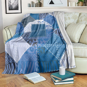 African American Quilt Inspired Blanket Wild Animal Skin African Blue Tribal Elements