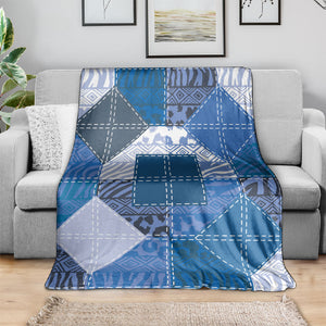 African American Quilt Inspired Blanket Wild Animal Skin African Blue Tribal Elements