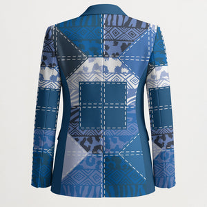 African American Quilt Inspired Blazer Wild Animal Skin African Blue Tribal Elements