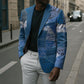 African American Quilt Inspired Blazer Wild Animal Skin African Blue Tribal Elements
