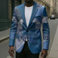 African American Quilt Inspired Blazer Wild Animal Skin African Blue Tribal Elements