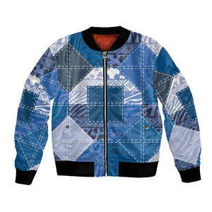 African American Quilt Inspired Bomber Jacket Wild Animal Skin African Blue Tribal Elements