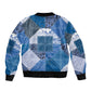 African American Quilt Inspired Bomber Jacket Wild Animal Skin African Blue Tribal Elements